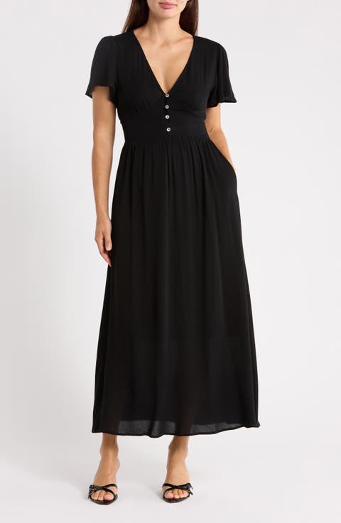Flutter Sleeve Gauze Maxi Dress