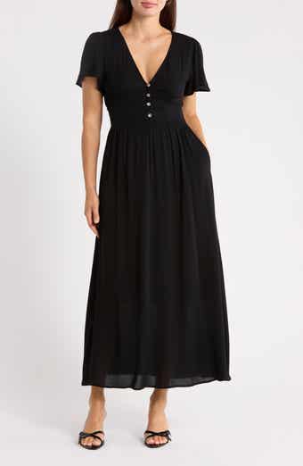 Flutter Sleeve Gauze Maxi Dress