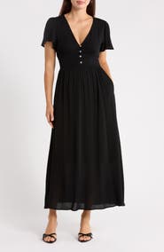 WEST K Flutter Sleeve Gauze Maxi Dress