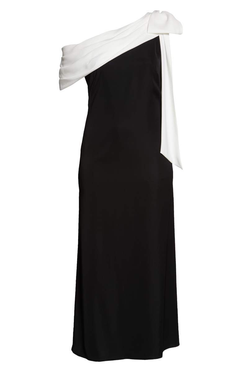 Tadashi Shoji One-Shoulder Bow Detail Crepe Gown, Alternate, color,