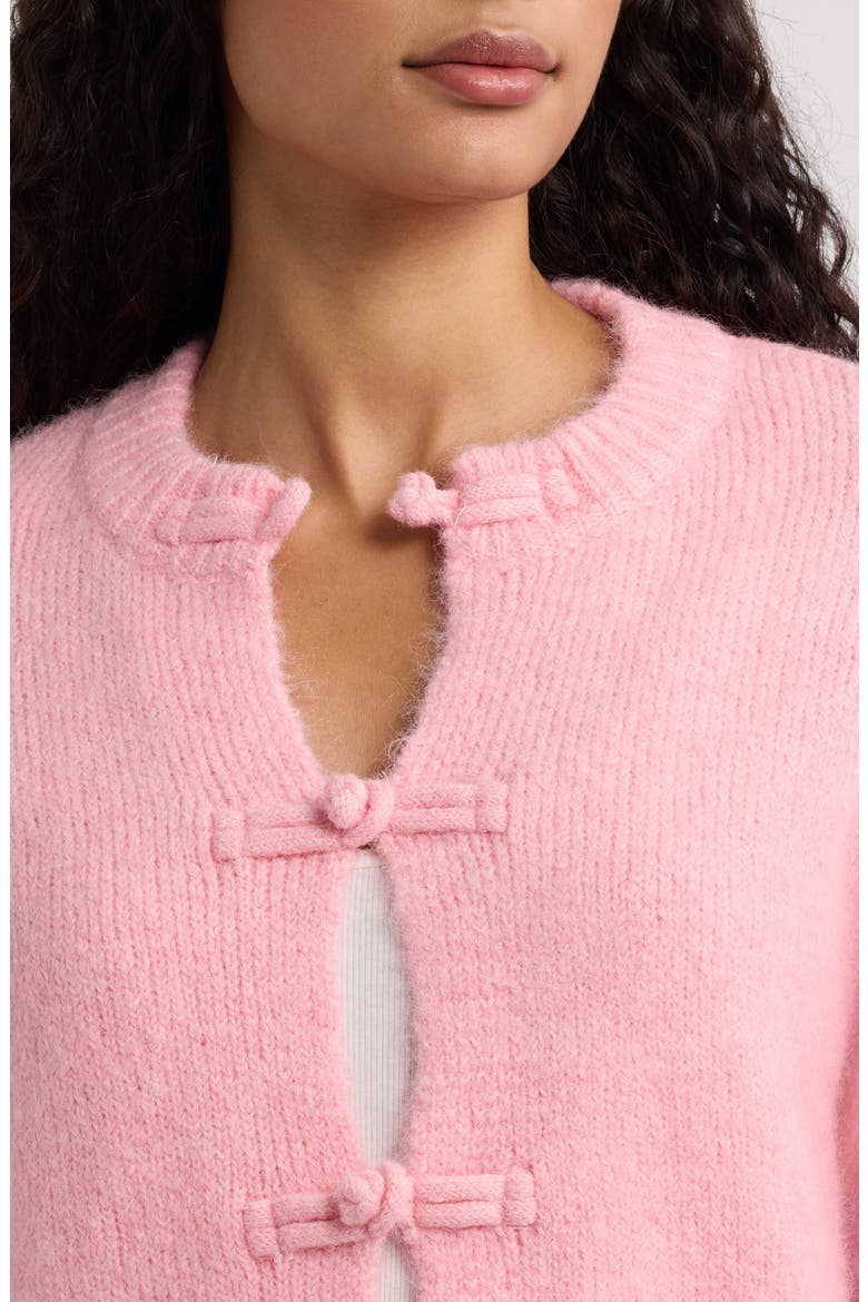 Knot Fastening Cardigan, Alternate, color, PINK