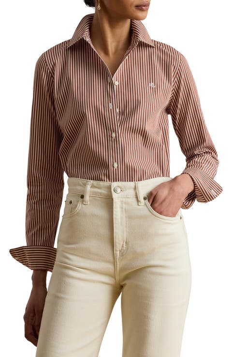 Classic Fit Stripe Cotton Broadcloth Button-Up Shirt