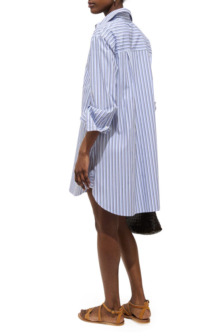 Florence Stripe Long Sleeve Cotton Shirtdress, Alternate, color, BLUE MULTI STRIPE