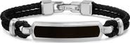 David Yurman Men's Streamline® ID Bar Bracelet in Braided Leather with Sterling Silver & Black Onyx