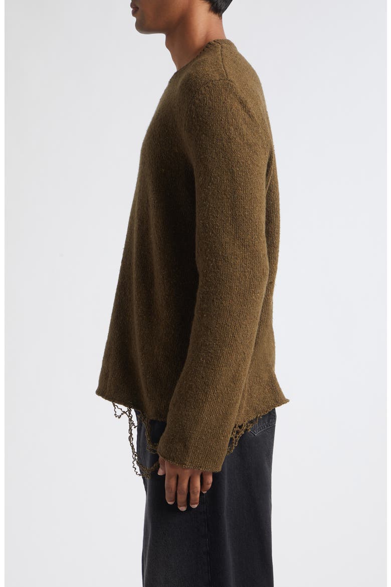 Wool Blend Crewneck Sweater, Alternate, color, KHAKI-BLACK PRINT