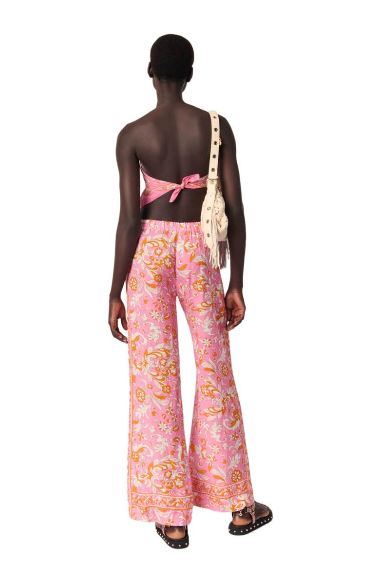 maje Patterned linen trousers, Alternate, color,