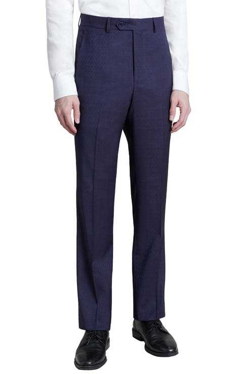 Flat Front Stretch Wool Dress Pants (Regular & Big)