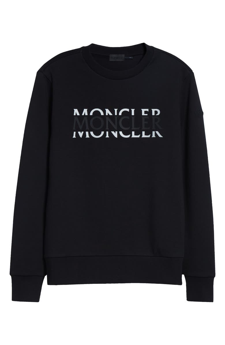 Moncler Logo Embroidered Sweatshirt, Alternate, color, Black