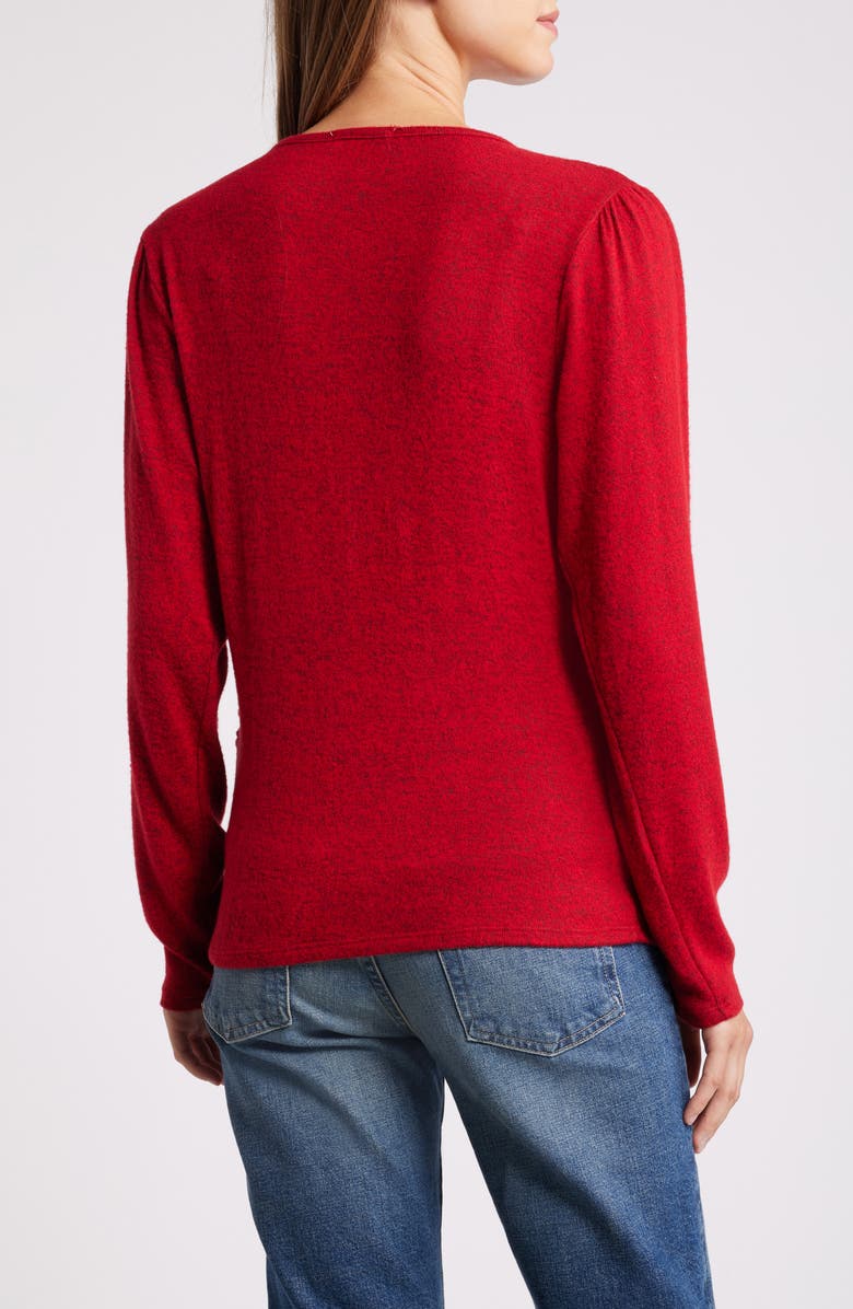 Loveappella Long Sleeve Faux Wrap Top, Alternate, color, Red