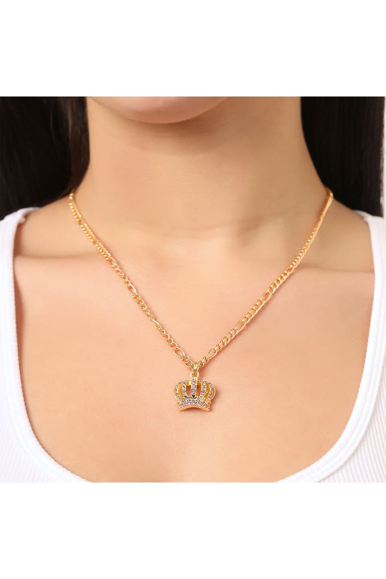 Crown Pendant Necklace & Stud Earrings Set, Alternate, color, Gold, Yellow