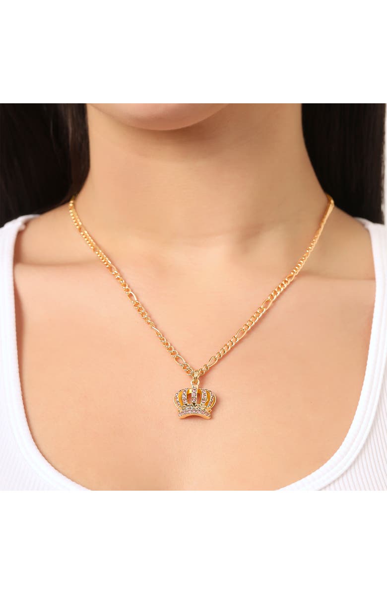 Juicy Couture Crown Pendant Necklace & Stud Earrings Set, Alternate, color, Gold, Yellow