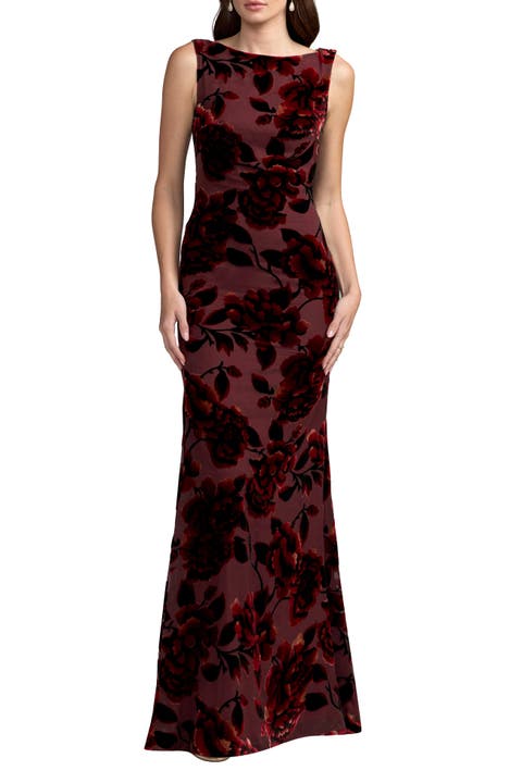 Sleeveless Cowl Back Velvet Gown