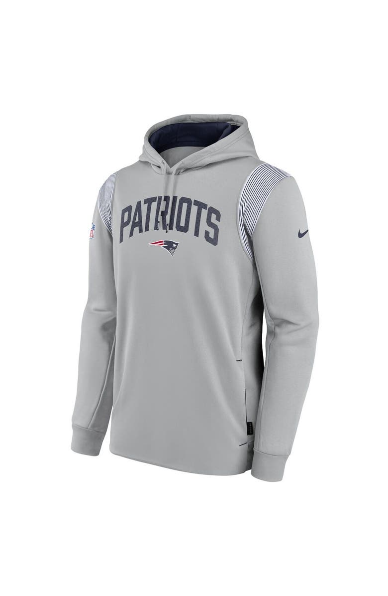 Nike Men's Nike Gray New England Patriots Sideline Athletic Stack Performance Pullover Hoodie, Alternate, color,