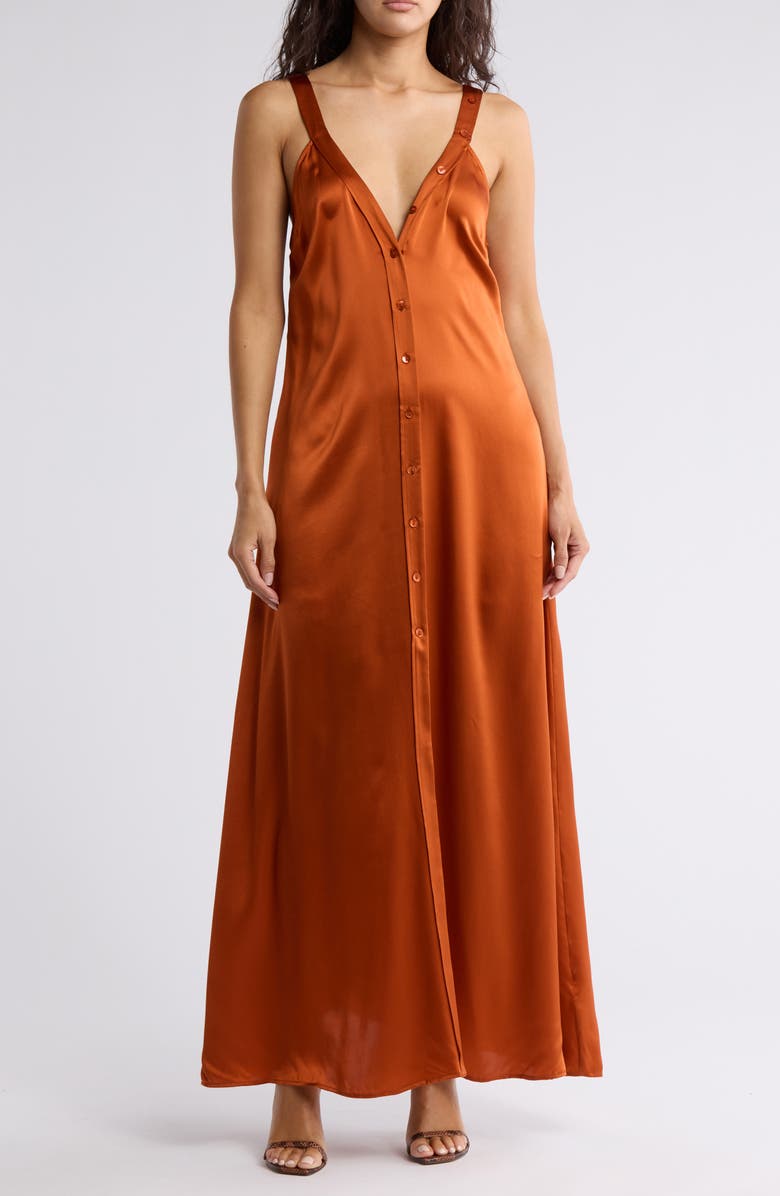 L'AGENCE Kellen Button-Up Silk Dress, Main, color,