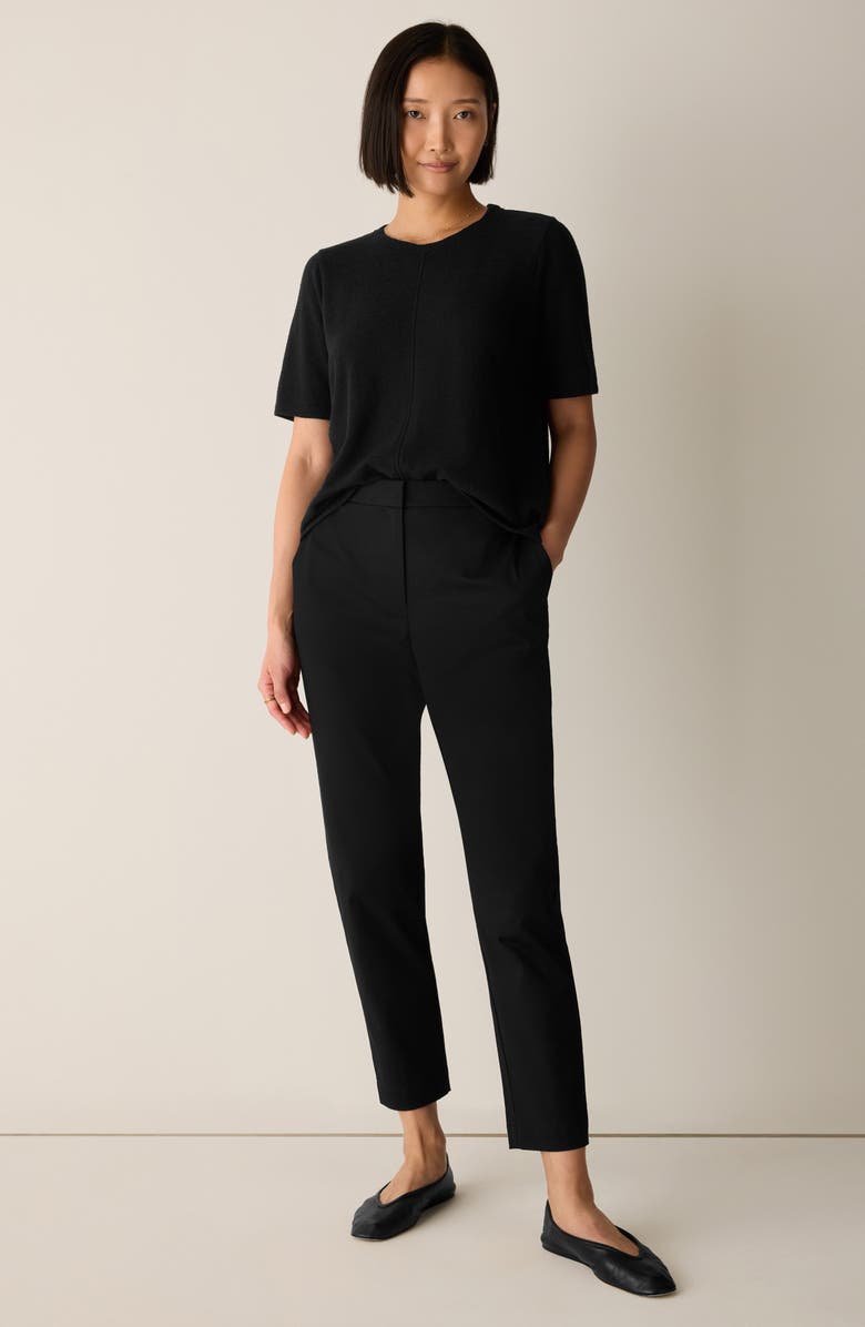 Eileen Fisher High Waist Slim Fit Ankle Pants, Alternate, color, Black