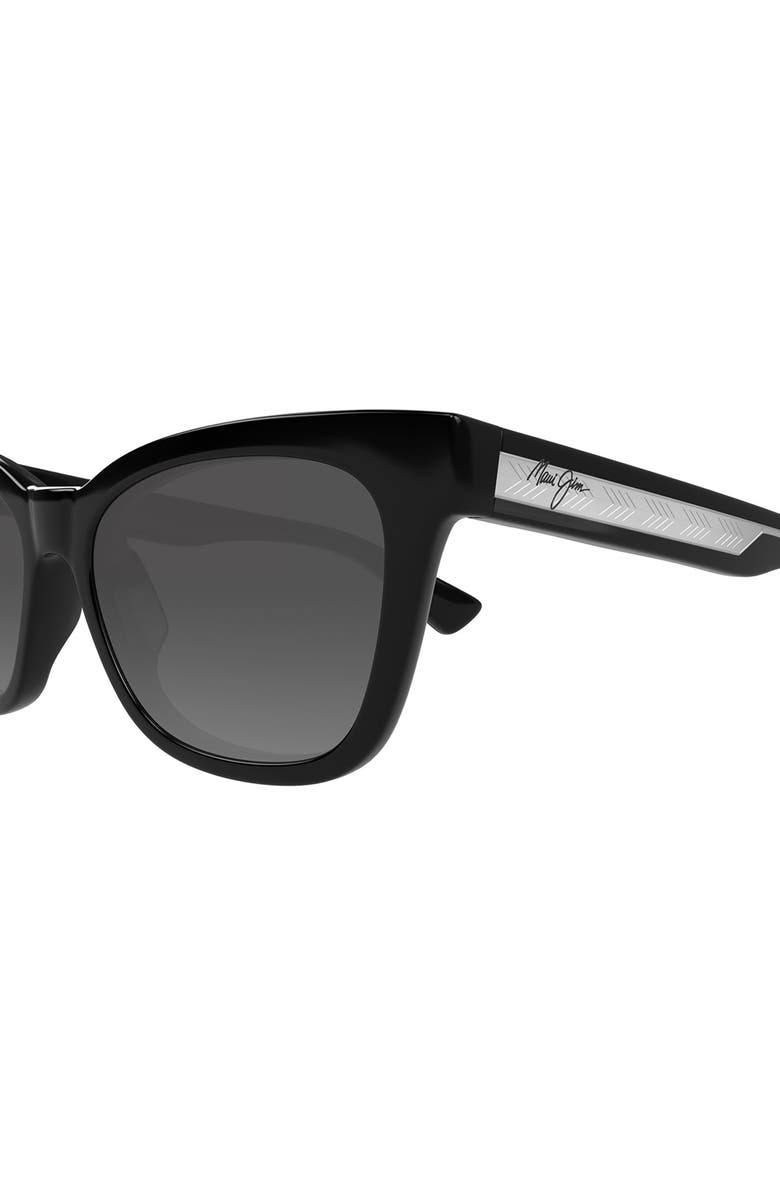 Maui Jim Hiwahiwa 54mm Gradient PolarizedPlus2<sup>®</sup> Rectangular Sunglasses, Alternate, color, Shiny Black Light Grey