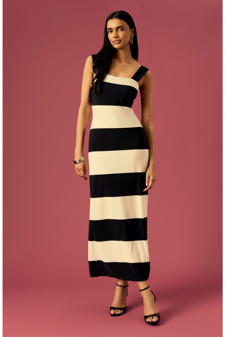 Stripe Square Neck Maxi Dress, Alternate, color, BLACK/ CREAM
