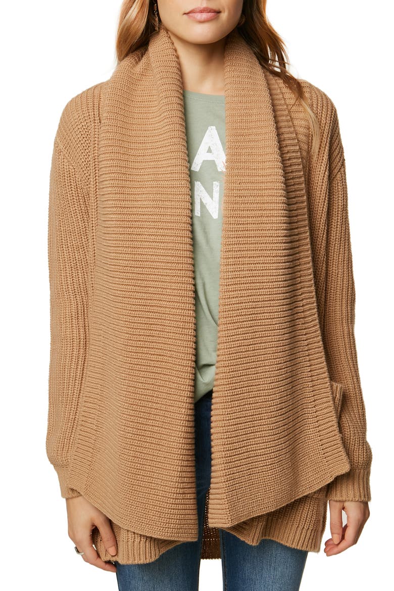 Galley Shaker Stitch Cardigan, Main, color, CAMEL
