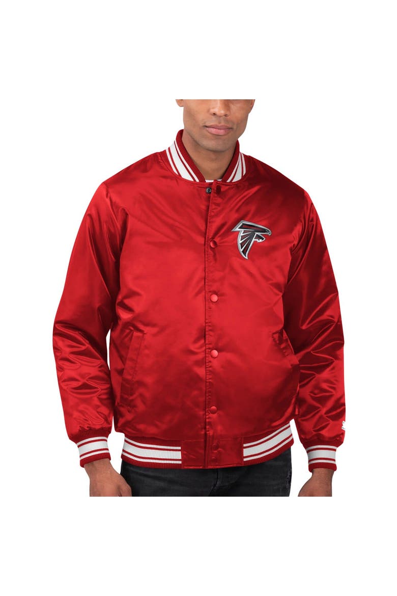 Men's Starter Red Atlanta Falcons Locker Room Satin Varsity Full-Snap Jacket, Alternate, color, Red