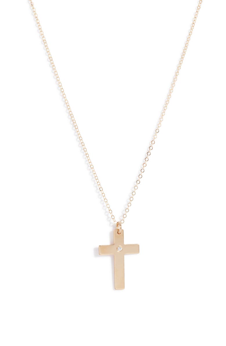 Nashelle Diamond Cross Pendant Necklace, Main, color,