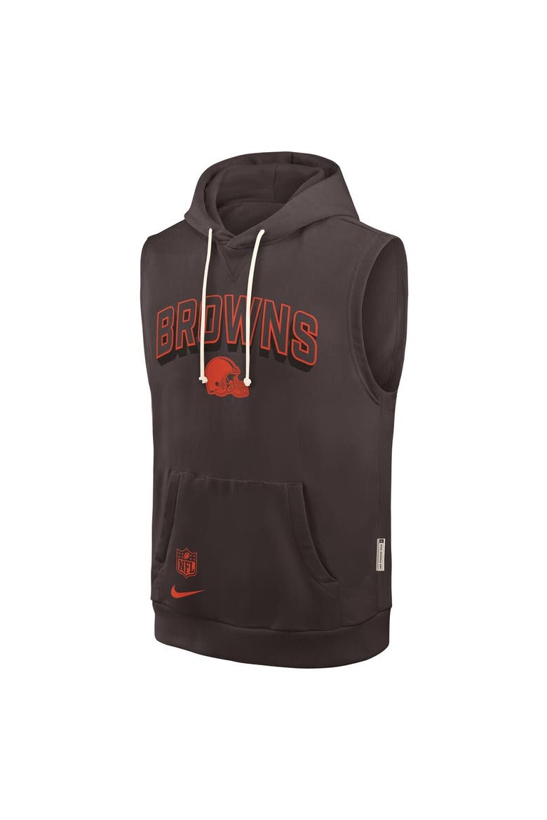 Men's Nike Brown Cleveland Browns Sideline Performance Sleeveless Pullover Hoodie, Alternate, color, Brown
