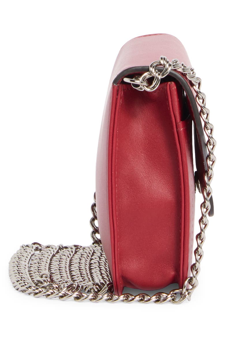 Mademoiselle Leather Wallet on a Chain, Alternate, color, GARNET RED