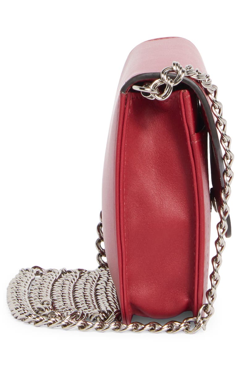 Longchamp Mademoiselle Leather Wallet on a Chain, Alternate, color, Garnet Red