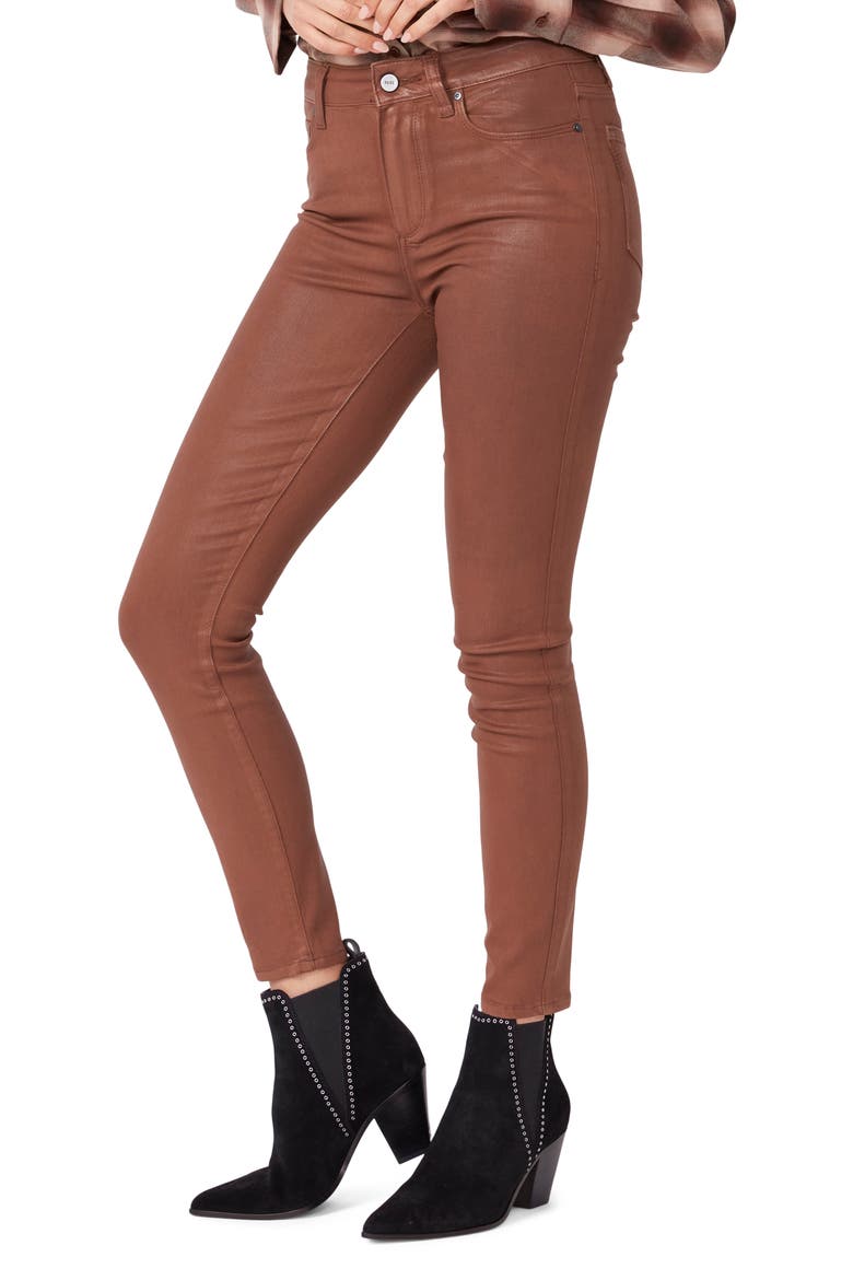 Hoxton High Waist Ankle Skinny Jeans, Alternate, color, COGNAC LUXE COATING
