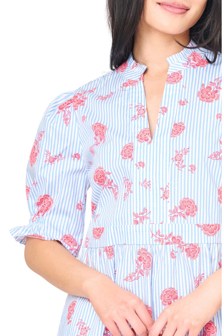 Puff Sleeve Dress, Alternate, color, NAUTICAL ROSE STRIPE