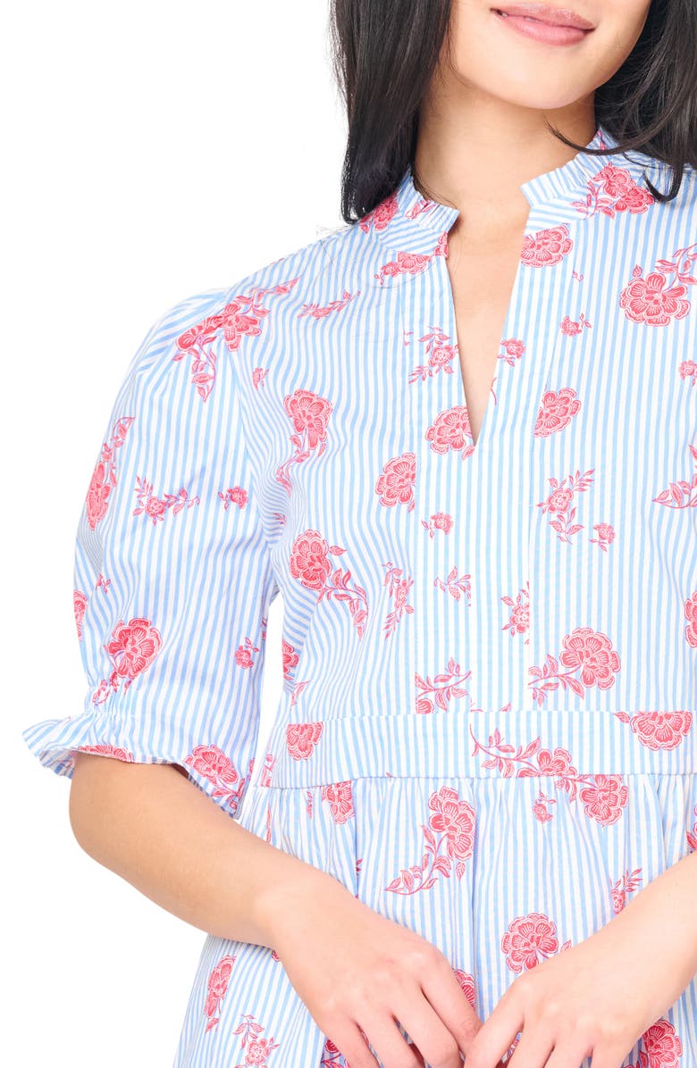 GIBSONLOOK Puff Sleeve Dress, Alternate, color, Nautical Rose Stripe