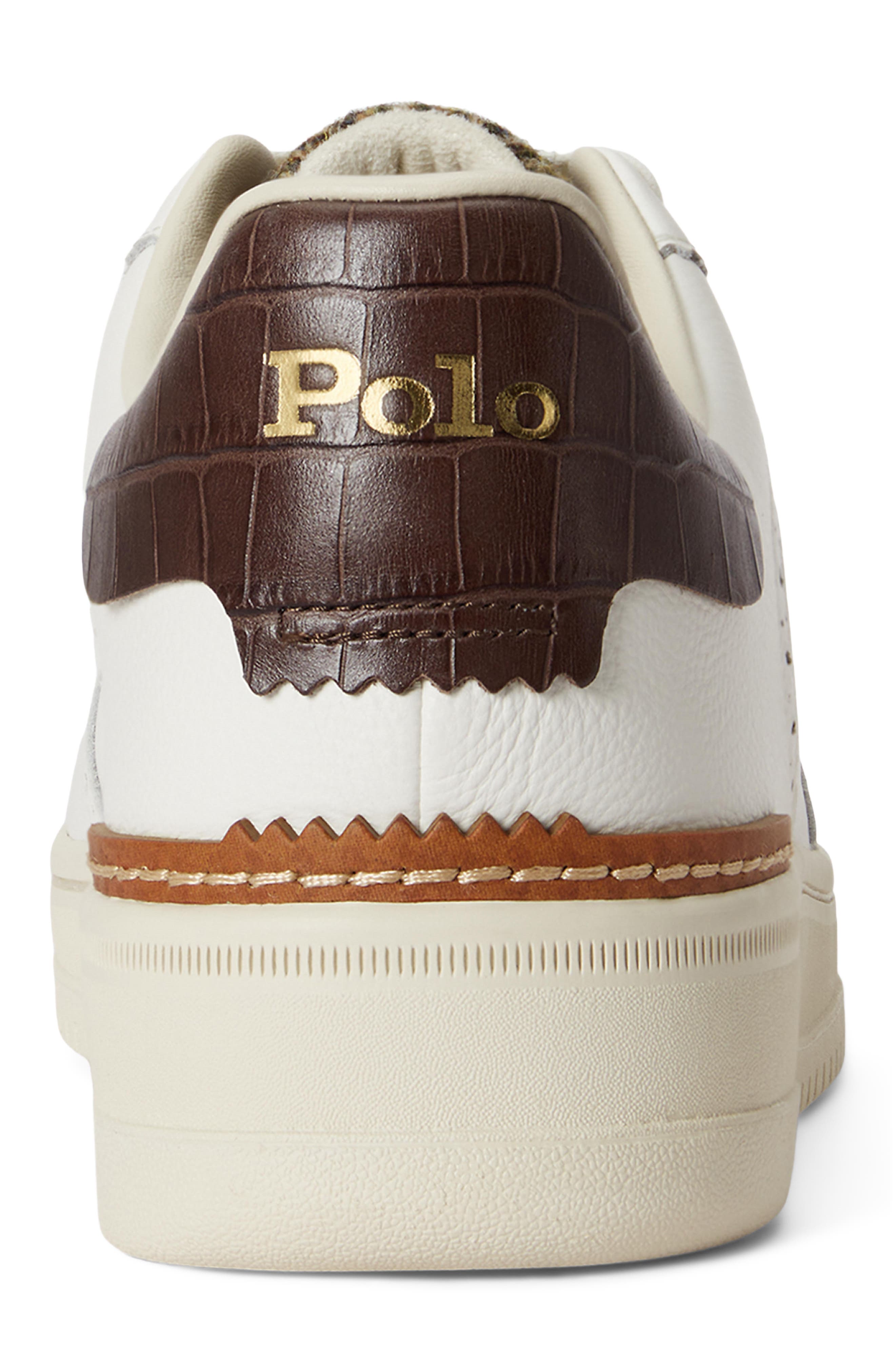 Croc Embossed Tweed Brogue Sneaker, Alternate, color, DECKWASH WHITE/ BROWN