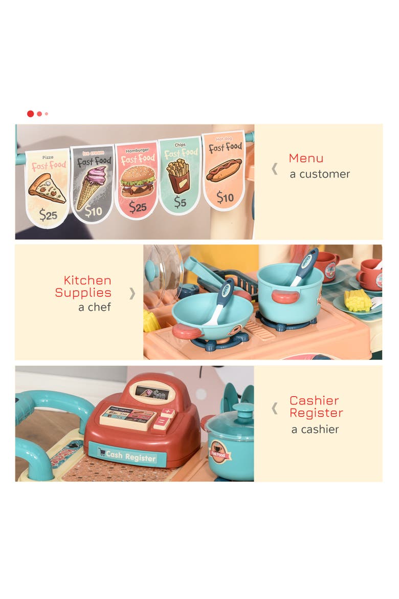Kids Kitchen Food Stand with Play Food, Cashier Register, Accessories​, Alternate, color, Multi-colored
