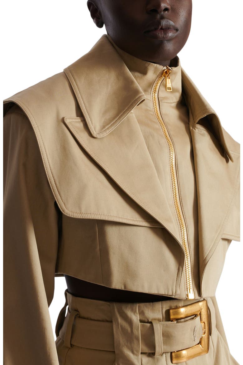 Cropped gabardine jacket, Alternate, color, beige