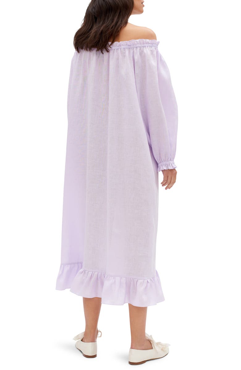 Sleeper Loungewear Long Sleeve Linen Midi Dress, Alternate, color, 