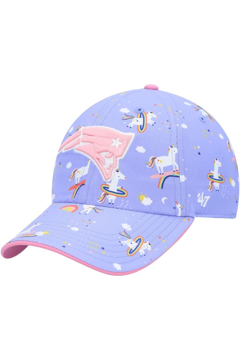 Girls Preschool '47 Purple New England Patriots Unicorn Clean Up Adjustable Hat, Main, color, Purple