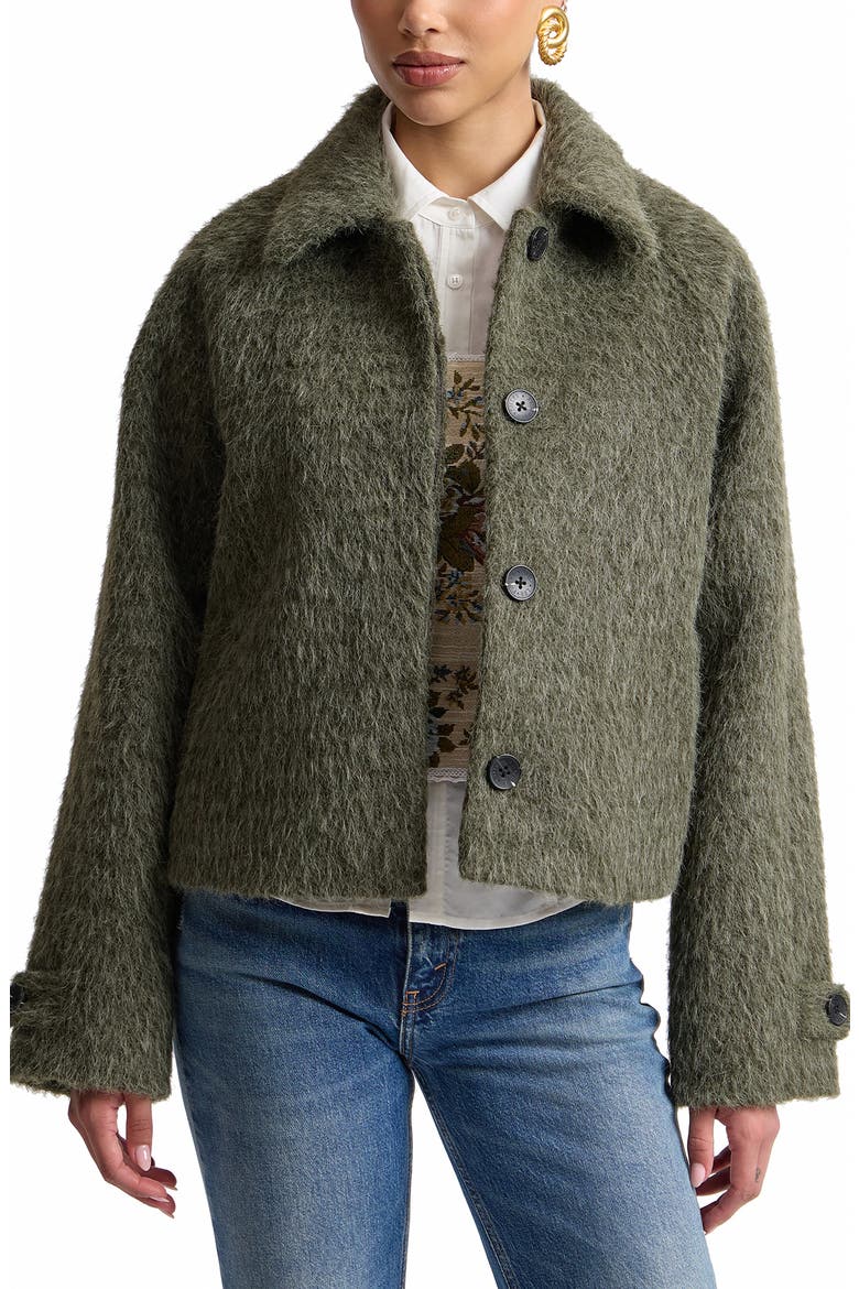 Crop Woolly Jacket, Main, color, BASIL
