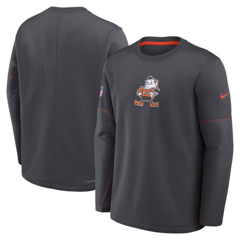 Men's Nike Charcoal Cleveland Browns Sideline Coaches Team Present Midweight Therma-FIT Sweatshirt