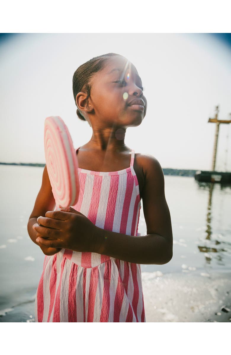 Deux par Deux Crinkle Jersey Stripes Jumpsuit, Alternate, color, White & Pink Stripes