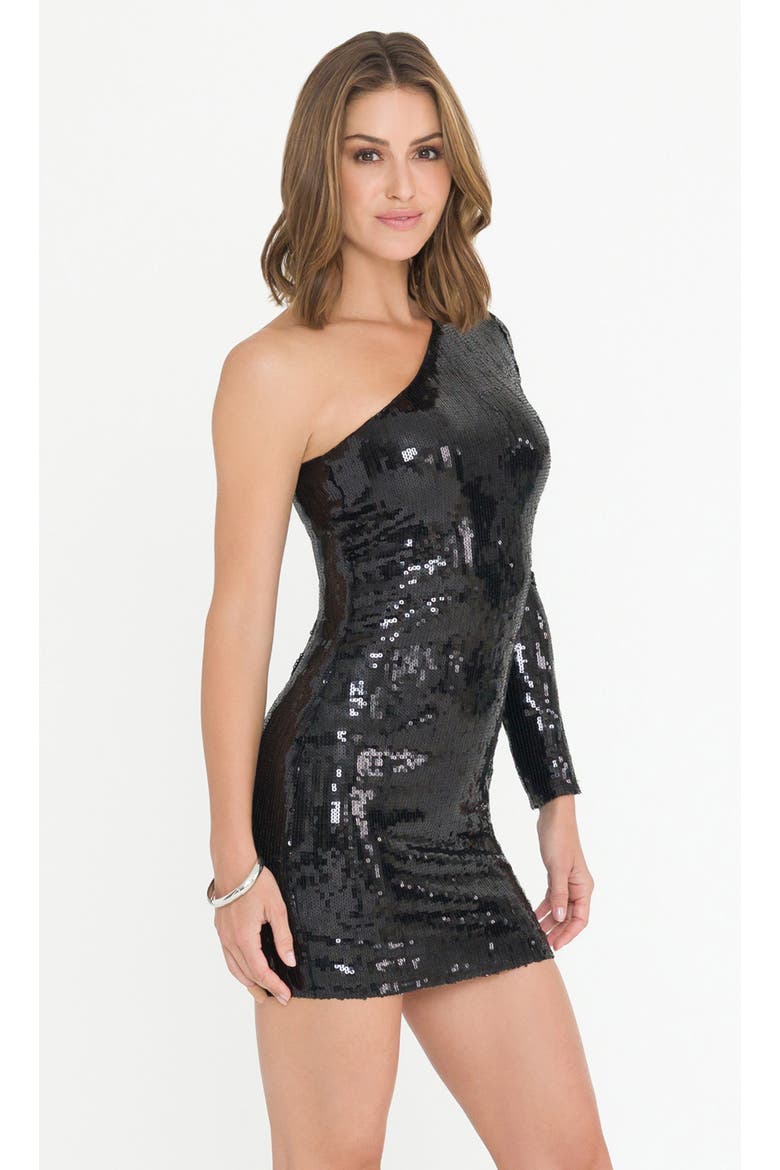 Tracie Sequin Dress, Alternate, color, Black