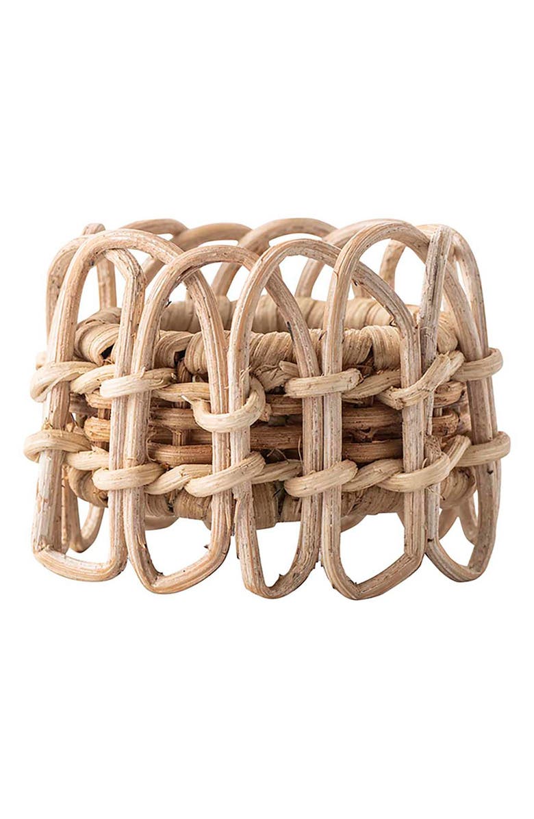 Juliska Provence Set of 4 Rattan Napkin Rings, Alternate, color, Natural/ Whitewash