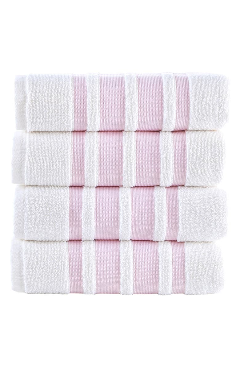 Brooks Brothers Contrast Border 4-Piece Towel Set, Main, color, White/ Pink