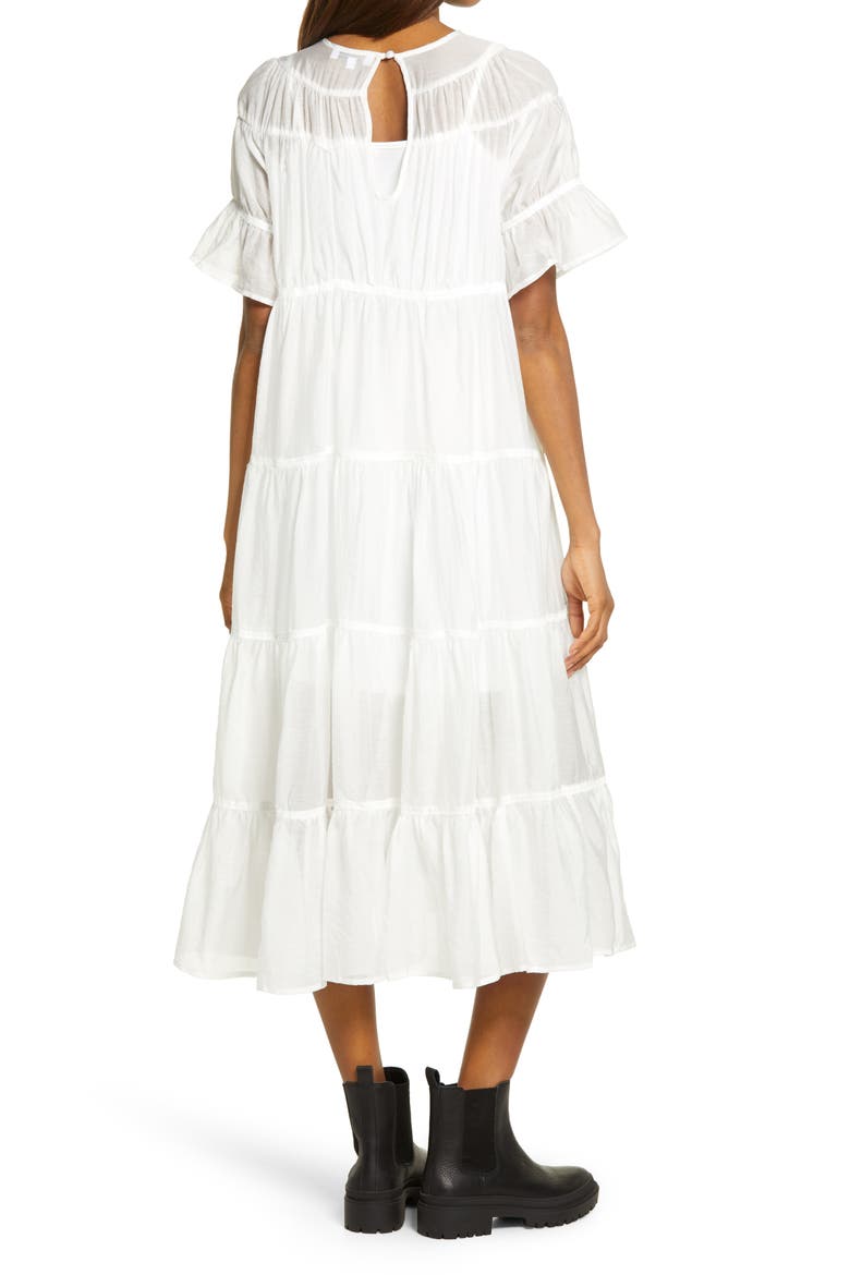 Lizzo Tiered Taffeta Dress, Alternate, color, WHITE