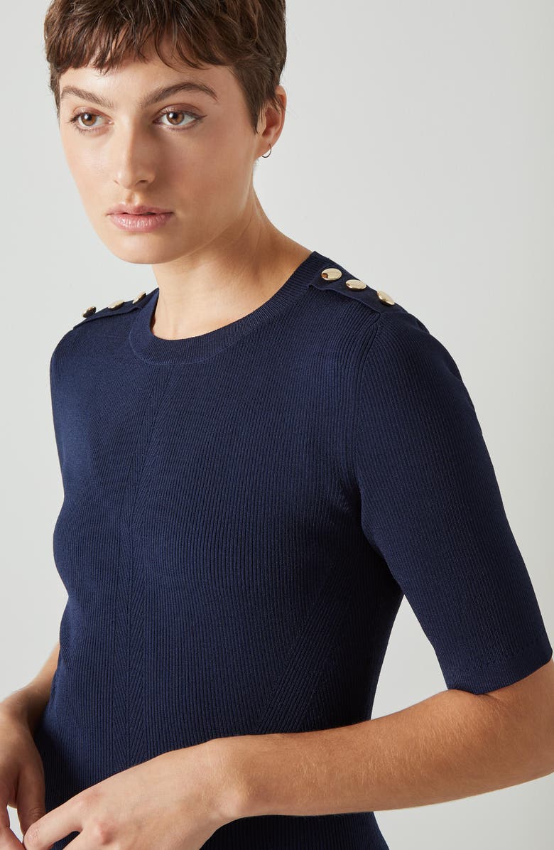 LK Bennett Annmarie Ribbed Sweater Dress, Alternate, color, 