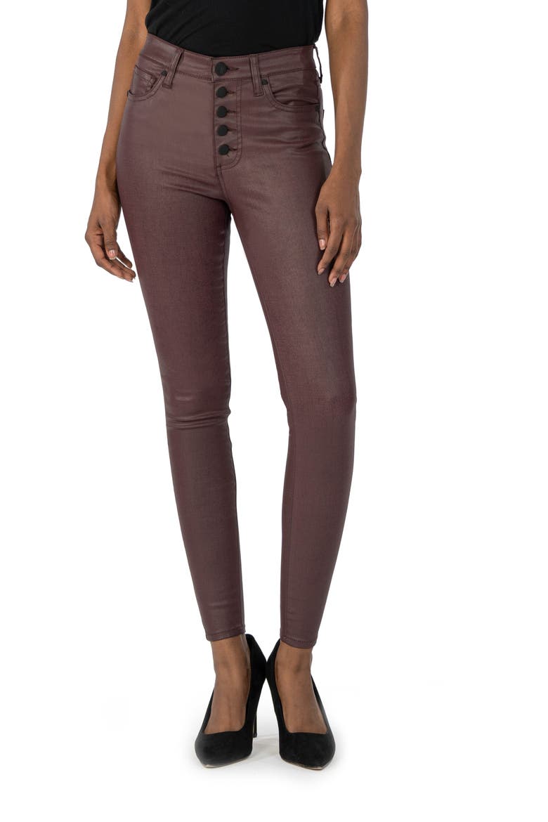 Mia High Waist Coated Skinny Jeans, Main, color, BORDEAUX