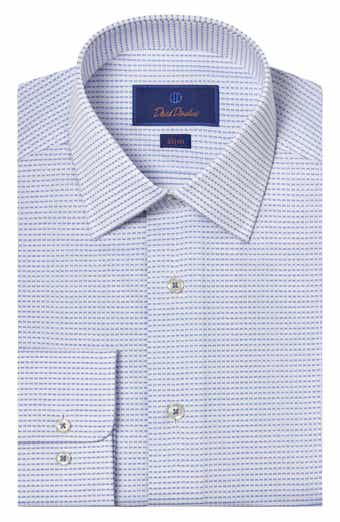 David Donahue Slim Fit Neat Cotton Dobby Dress Shirt