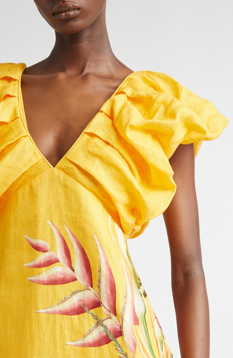 FARM Rio Spring Awakening Placed Floral Linen Dress, Alternate, color,