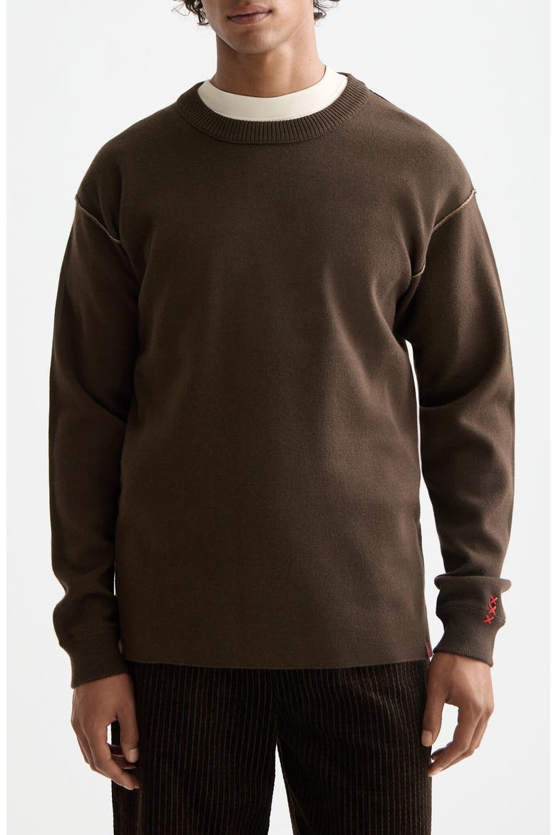 Double Face Wool & Cotton Sweater, Main, color, DEMITASSE