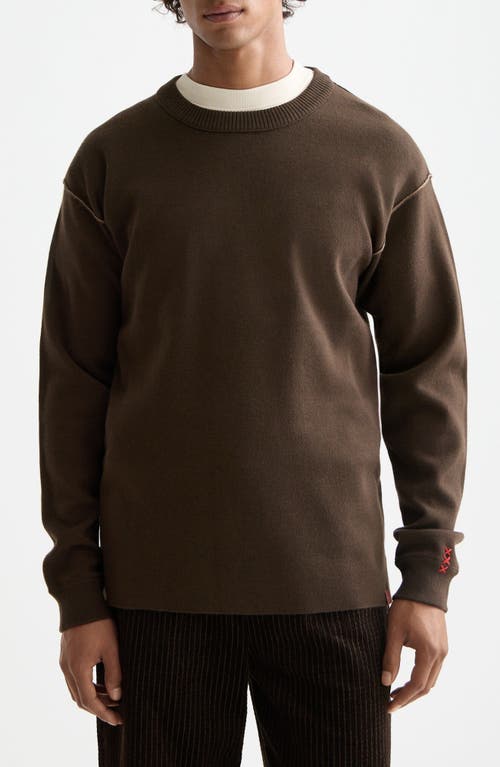 Scotch & Soda Double Face Wool & Cotton Sweater In Brown