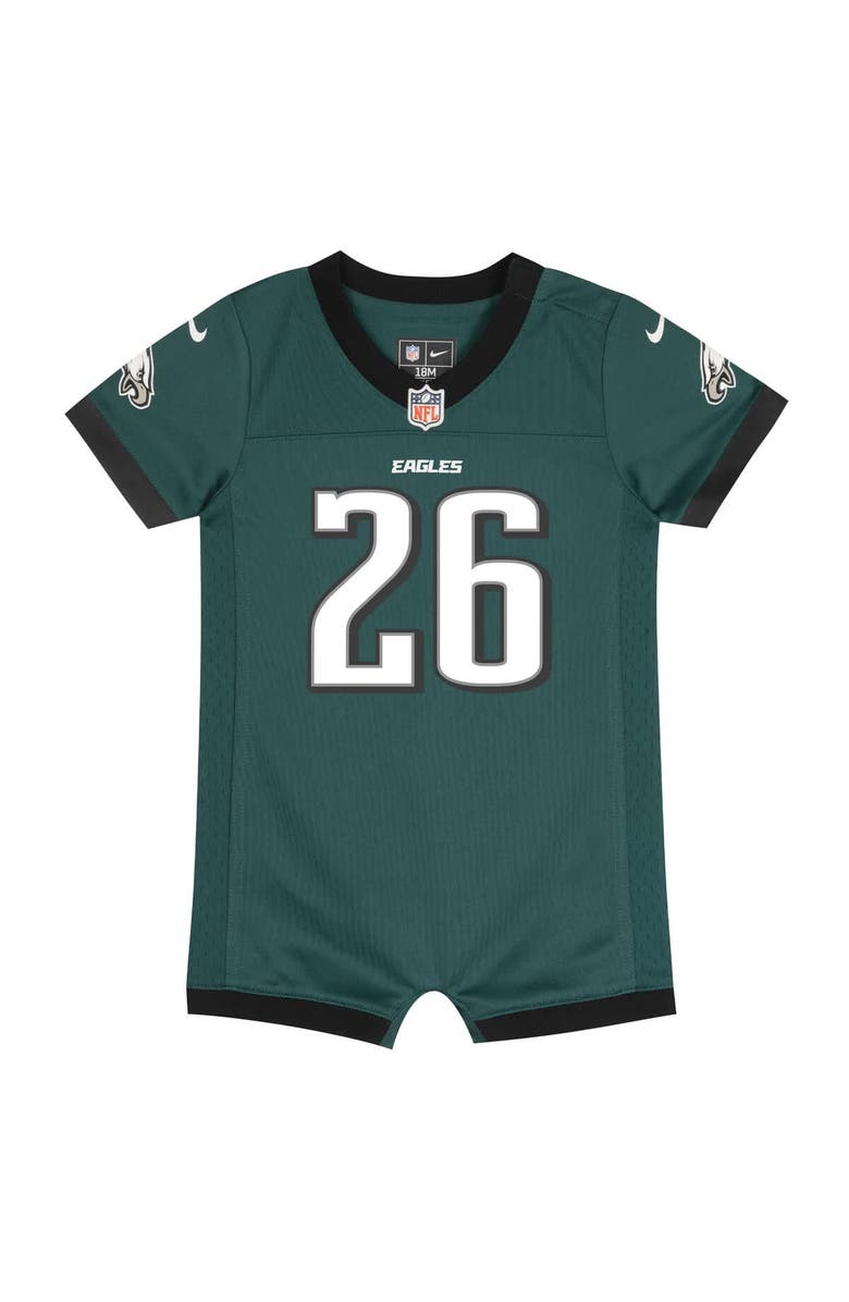 Nike Newborn & Infant Nike Saquon Barkley Midnight Green Philadelphia Eagles Game Romper Jersey, Alternate, color, Green