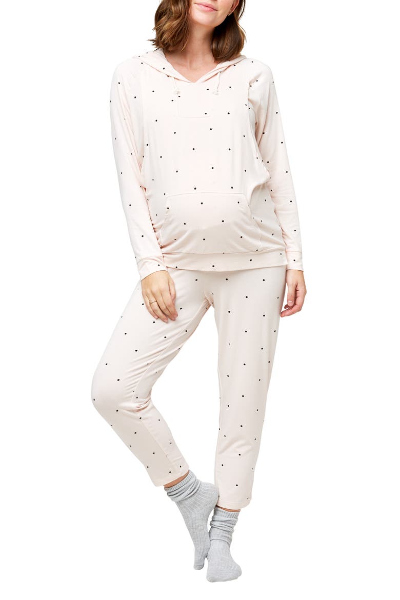 Simone Maternity & Nursing Soft Hoodie, Alternate, color, DOTS